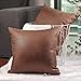 CZHO Pack of 2, Soft Decorative Faux Leather Pillow Covers, Square Modern Outdoor Cushion Case, Durable Rustic Throw Pillow Cover Shell for Couch Sofa Bed 18x18 Inch (Brown)