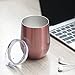 Skylety 12 oz Double-insulated Stemless Glass Wine Tumbler, Stainless Steel Tumbler Cup with Lids for Coffee, Drinks, Champagne, Cocktails (Bright Rose Gold)