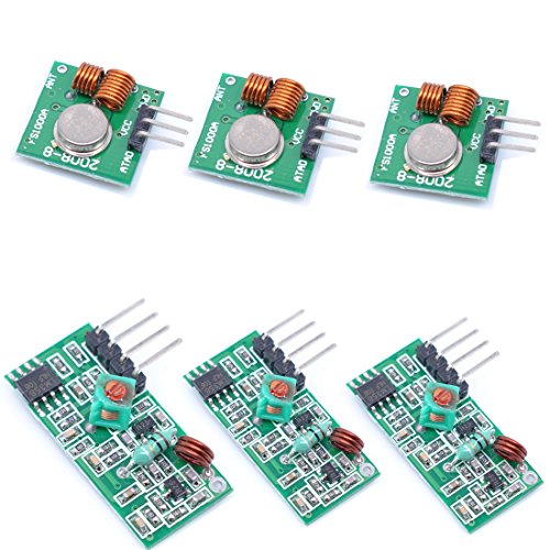 Oiyagai 3pcs 433MHz RF Wireless Transmitter and Receiver Module Kit for Arduino/Arm/McU/Raspberry pi (433MHz)