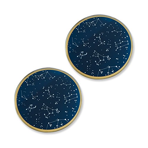 Kate Aspen Under the Stars Glass Coasters, Navy/Gold/White