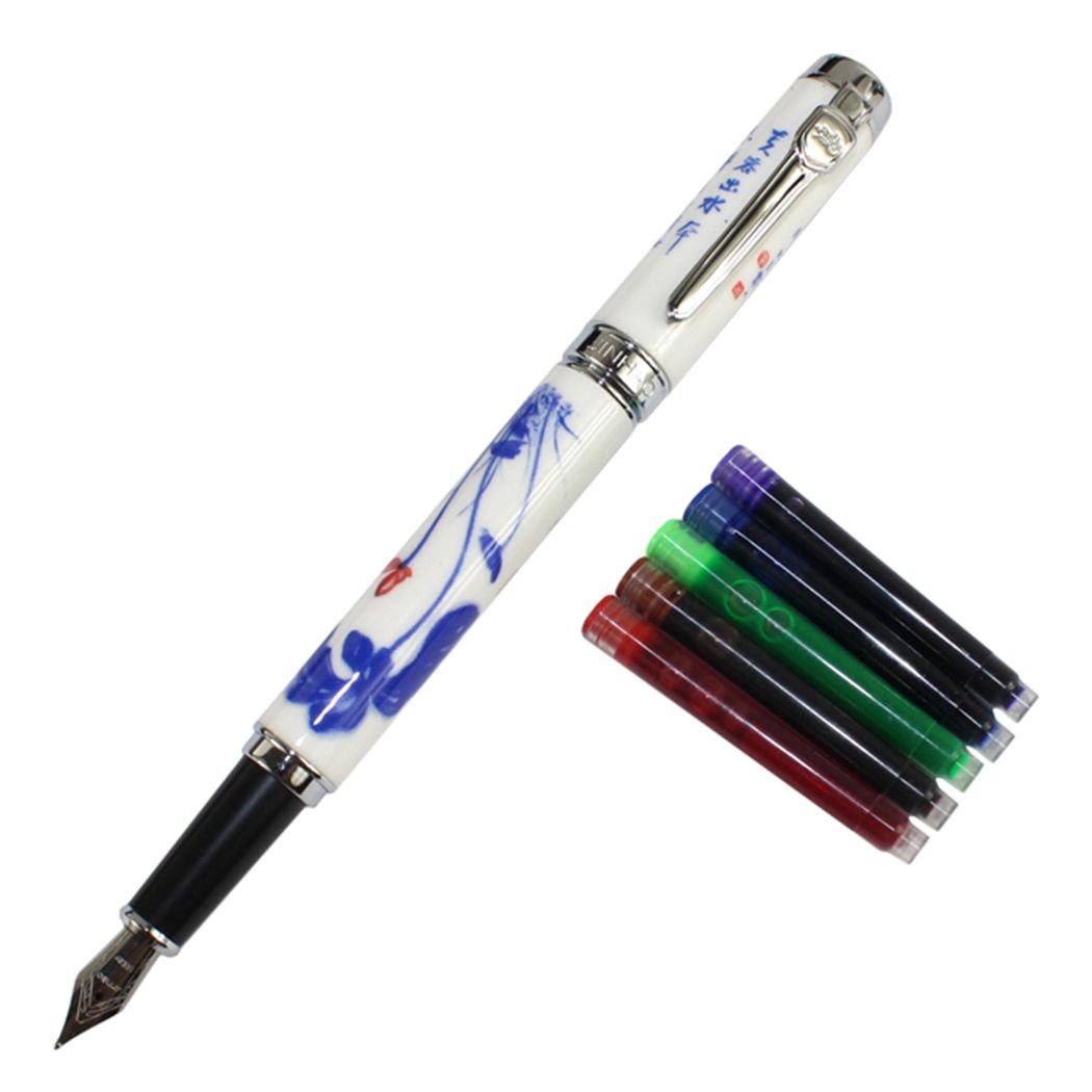Gullor Jinhao 950 Blue and White Porcelain Lotus with Gift Box and Ink cartridges