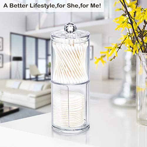 SheeChung Qtip Holder Dispenser Set Apothecary Jars Bathroom Clear