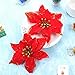 SATINIOR 20 Packs Christmas Faux Flowers Glitter Poinsettia Christmas Tree Ornament DIY Holiday Floral Arrangements (Red)
