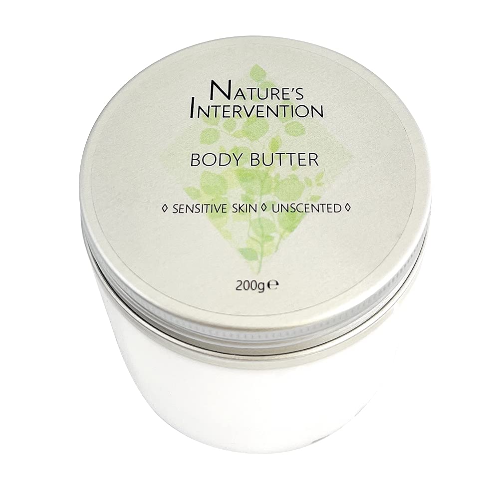 Nature's Intervention - Rich Body Butter Cream - Unscented, 99% Natural. Protects, Hydrates, Soothes, Repairs. pH 5.5, Sensitive Skin. 200g.