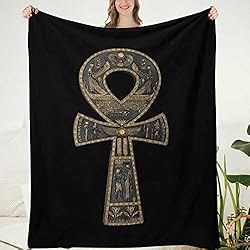 Ivarunner Ankh Blanket Black Throw Blanket Ancient