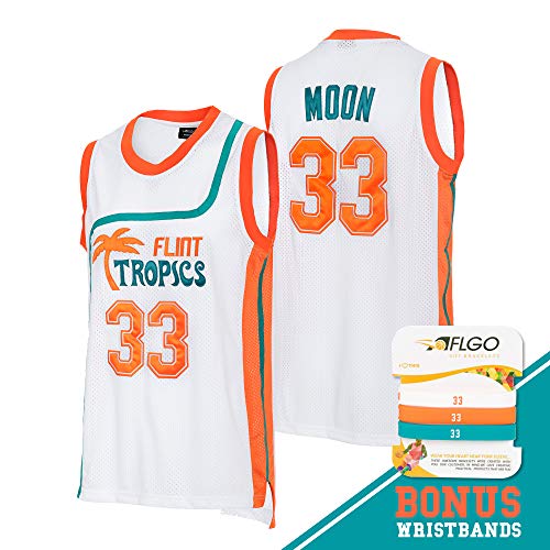 image for AFLGO Moon #33 Flint Tropics Basketball Jersey S-XXXL White, 90's Clot
