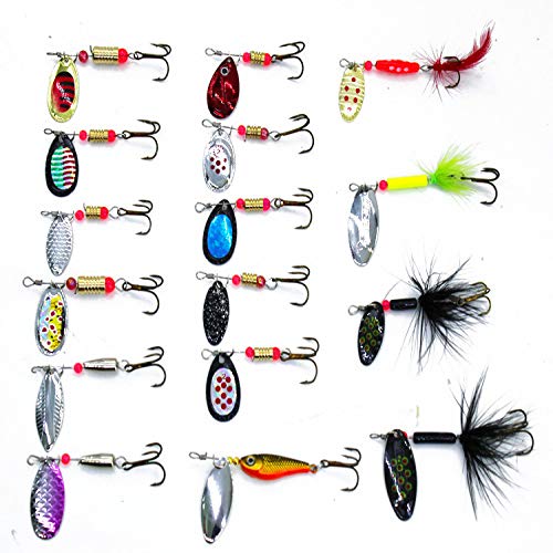 xiangen Sequin Spoon Fishing Bait Carp Flashing Hard Bait Single Hook Outdoor Fishing Hook Sequins Hard Bait Feather Road Lure High Carbon Steel Soft Bait Jumping Hook (2Pcs) 15.59.54.5Cm