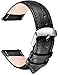 SONGDU Quick Release Leather Watch Band, Full Grain Genuine Leather Replacement Watch Strap with Stainless Metal Buckle Clasp 16mm, 18mm, 20mm, 22mm, 24mm（24mm Black）