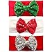 3pcs Christmas Bows Sequin Headwraps Baby Girl Headbands Set Bulk for Photograph Red White