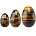 Rockcloud Tiger's Eye Set of 3 Drilled Yoni Eggs with String, Massage Stones for Women to Train Pelvic Muscles Kegel Exercise