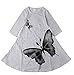 FTSUCQ Girls Casual Swing Special Occasion Printed Cotton Loose Maxi Dresses,140(8-9Y),Grey
