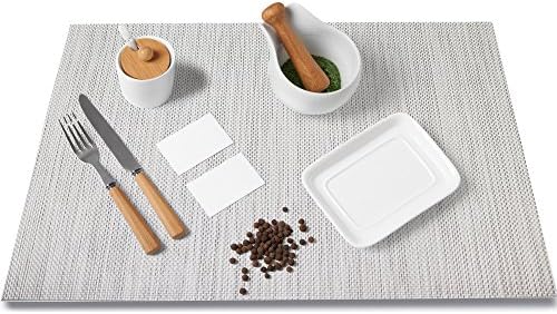 MeeHome Placemats Washable Table Mats for Heat Insulation, Non Slipping and Table Protection (Set of 6) (Grey)