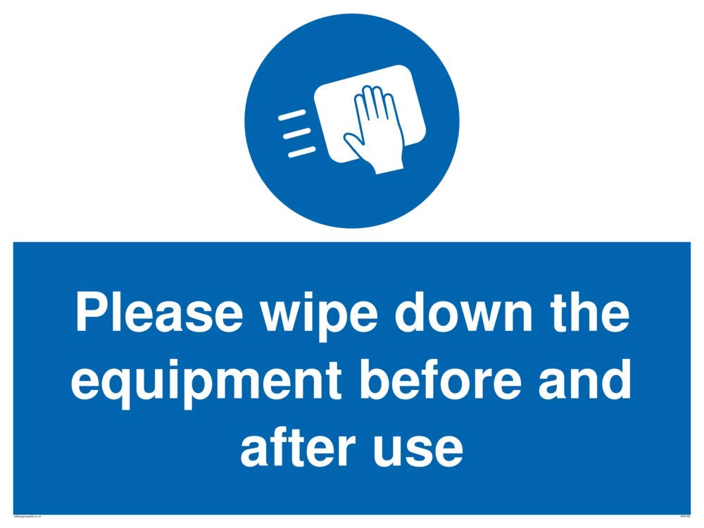 Please wipe down the equipment before and after use, 800mm x 600mm
