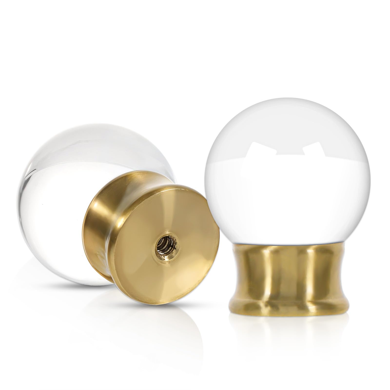 Photo 1 of 2 Pack Crystal Lamp Finials Decorative Top Accessories Glass Crystal Ball, Clear Lamp Finial Cap Knob with Polished Chrome Base Knob Topper Finial for Lamps Shade