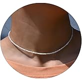 VOPIPO Dainty Black Spinel Beaded Choker Necklace for Women Trendy Natural Shiny 3mm Black Agate Crystal Stone Necklace 18k Gold Plated Chain Adjustable Cute Necklace Jewelry for Teen Girls Gifts