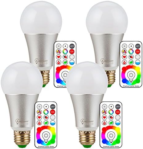 RGB LED Bulbs with Remote Controller, Lumenbasic RGBW Color Change Light Bulbs 10 Watts Dimmable E26 120 Color LED Bulb