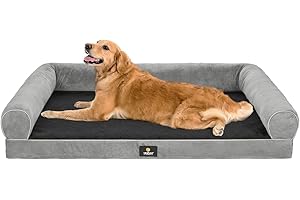 Veehoo Orthopedic Dog Beds for Large Sized Dogs - XL Dog Sofa Bed with Bolsters, Extra Large Pet Couch Bed with Removable Washable Cover & Nonslip Bottom, Black