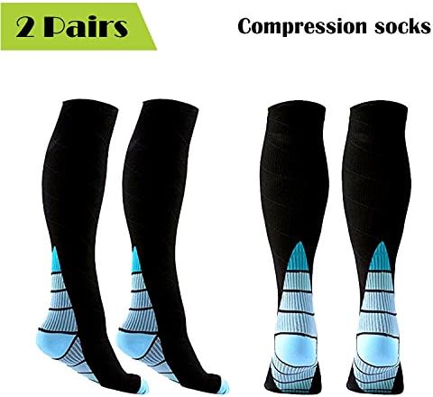 Compression Socks for Men &amp; Women - 2 Pairs BEST Stockings for Running Athletic Sports CrossFit Flight Travel Pregnancy Nurses Enhance Circulation &amp; Speed-up Muscle Recovery (20-30 mmHg) (S/M)