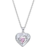 Vanbelle Sterling Silver Jewelry - Rhodium Plated with 925 Stamp - Mother Pendant Necklace with Tiny Cubic Zirconia Heart for Women - 16" long + 2" Extender