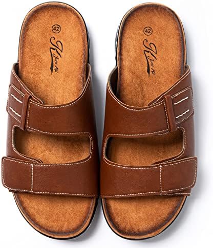 Ciabatte Uomo Estive Mare Spiaggia Sandali Uomo Estivi Pantofole Uomo Estive Piscina in Eco-Pelle SU8711-8 (Marrone Caramello, 40)