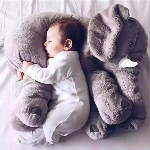 LSZHU Super Soft Giant Stuffed Baby Elephant Toy Pillow -Great Gift Idea for Kids & Adults Plush Lumbar Pillow Cute Big Stuffed (Purple) (Grey)