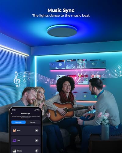 Matane Smart Ceiling Light RGB, LED Ceiling Light Dimmable 24 W, 16 Million DIY Colours, Compatible with Alexa & Google Assistant, RGB Ceiling Light LED for Living Room, Bedroom, Children's Room