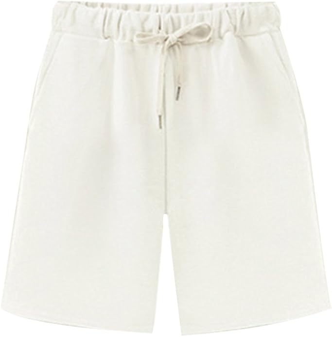 Women's Elastic Waist Soft Knit Jersey Bermuda Shorts with Drawstring