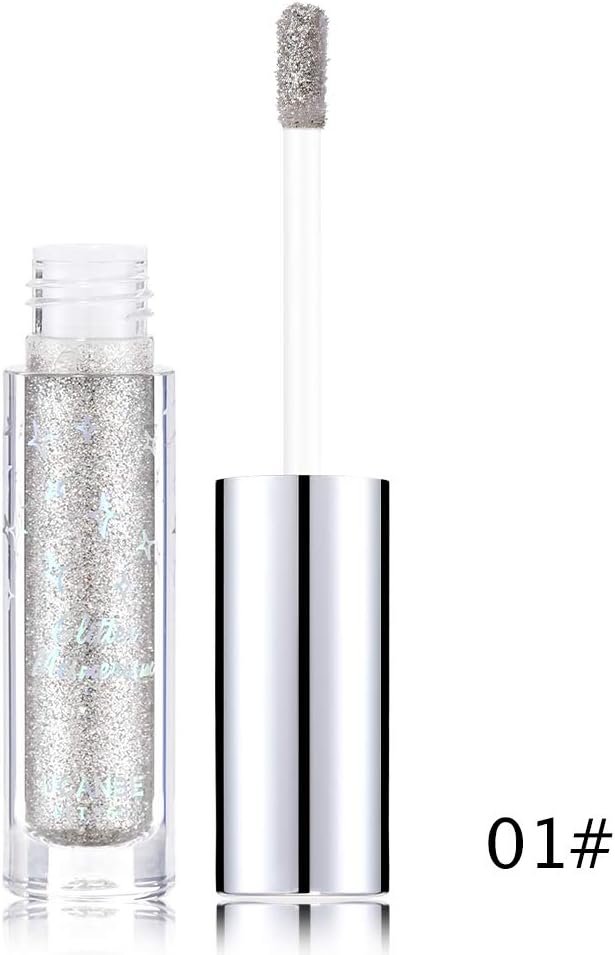 UCANBE Liquid Glitter Eyeshadow Shimmer Metallic Eyeshadow Pigment Waterproof Sparking Eyeliner Eye Shadow Face Lips Party Festival Eye Makeup Cosmetics (01# MIRAGE)