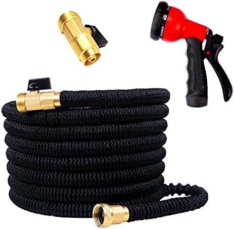 50ft Expandable Garden Hose, Keepax Hose With IMPROVED Water Hose with Double Latex Core, Solid Brass Fittings, Extra Strength Fabric, Flexible Expanding Hose with 8 Function Spray Nozzle