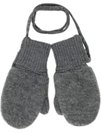 Toddler and Kids Mittens: Organic Merino Wool Snow Gloves with String (Sz 1 | 3-12 months, Grey)