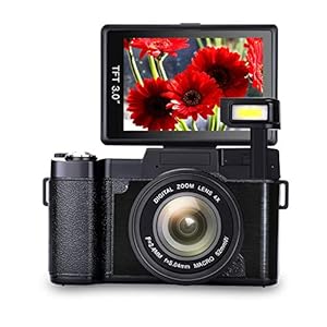 Digital Camera Vlogging Camera Full HD1080p 24.0MP Camera 3.0 Inch Flip Screen Camera with Retractable Flashlight Vlogging Camera for YouTube … (GA2)