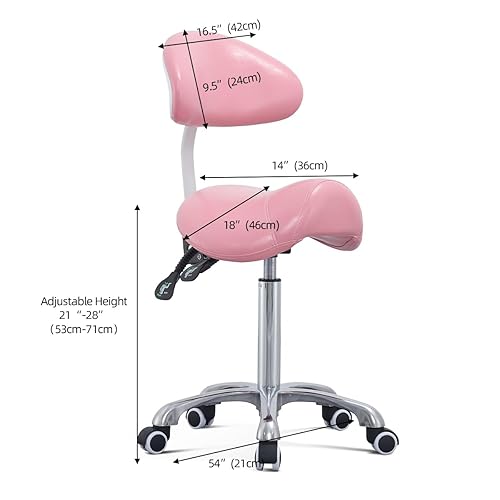 Saddle Stool Rolling Chair with Back Support,Esthetician Tattoo Dental Lash  Chairs for Eyelash Tech Massage Sa