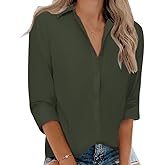 SEMARO Womens Casual Wrinkle-Free Button Down Shirts Long Sleeve Solid Blouse Office Tunic Tops