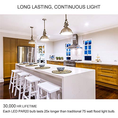 YGS-Tech 6 Pack PAR20 LED Light Bulb, 7W Dimmable Flood Bulbs (50W Equivalent), LED Spotlight Bulb, 5000K Daylight White, CRI80+, 500 Lumens, E26 Base, 25,000 HRS, Indoor/Outdoor - UL Listed