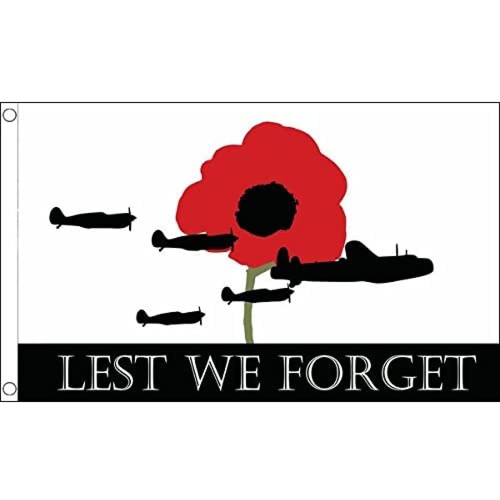 AZ FLAG - Lest We Forget Raf Flag - 3x5 Ft - 100D Polyester Military Banner with Two Metal Grommets - Fade Resistant - Vivid Colors - 3' x 5' Feet - 150x90 Cm