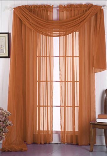 Solid Sheer Window Treatment 54 x 84" Panel Terracotta 54 x 84" Panel Terracotta