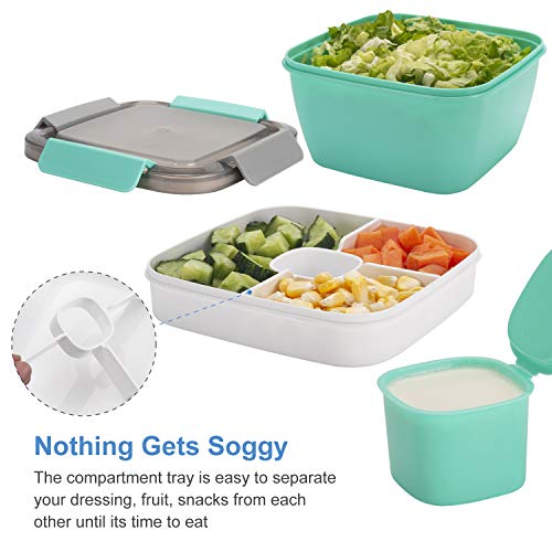 Freshmage Salad Lunch Container To Go, 52oz Salad Bowls with 3