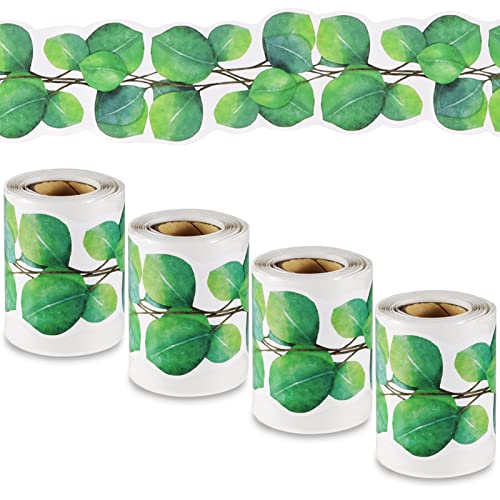 4 Roll Self Adhesive Classroom Bulletin Board Borders, 59ft Eucalyptus