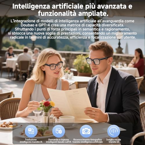 AI Smart Glasses, Smart Glasses 8K Camera, 2 Pairs of Lenses/1080P HD Video and Audio Recording/Music Playback/Bluetooth Calls/AI Assistant/Real Time Translation (Black)