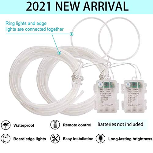 Funesla Cornhole Edge and Ring Lights, 16 Colors Change LED Corn Hole Board Lights with Remote Control for Family Backyard Bean Bag Toss Cornhole Game, 2 Set