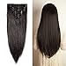 Double Weft Clip in 100% Remy Human Hair Extensions #1B Natural Black 10''-22'' Grade 7A Quality Full Head Thick Long Soft Silky Straight 8pcs 18clips for Women Fashion 16