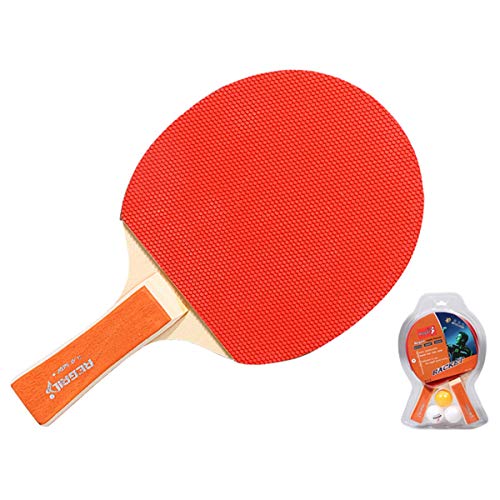 Table Tennis Racket Ping Pong Practice Paddle Set 2 Bats + 2 Balls (Color : Orange)