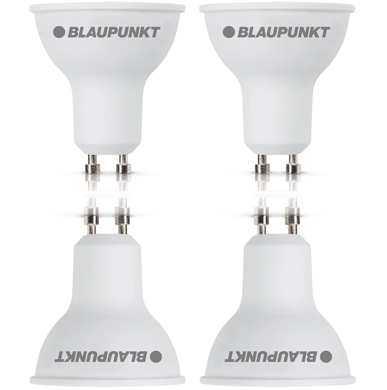 BLAUPUNKT LED GU10 Bulb 5W, 500 Lumens, Warm White 2700K, Replaces 50W Halogen, Wide Beam Angle 180 Degrees, Non‑Dimmable, Energy‑Efficient LED Light Bulb for Indoor/Outdoor Use, 4 Pack