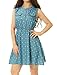 Allegra K Women Sleeveless Polka Dots Denim Shirt Dress Blue S