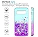 Galaxy S10 Plus Case, Galaxy S10+ Case (Not Fit S10) with 3D PET Screen Protector [2 Pack] for Girls Women, LeYi Glitter Diamond Liquid Quicksand Clear Phone Case for Samsung S10 Plus ZX Teal/Purple