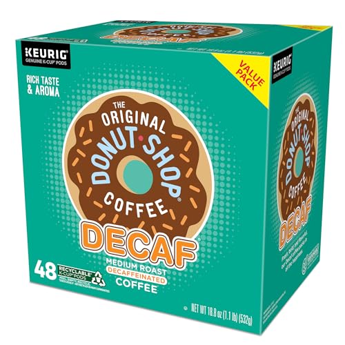 THE ORIGINAL DONUT SHOP DECAF KEURIG SINGLE-SERVE K-CUP PODS, MEDIUM ROAST COFFEE, 48 COUNT