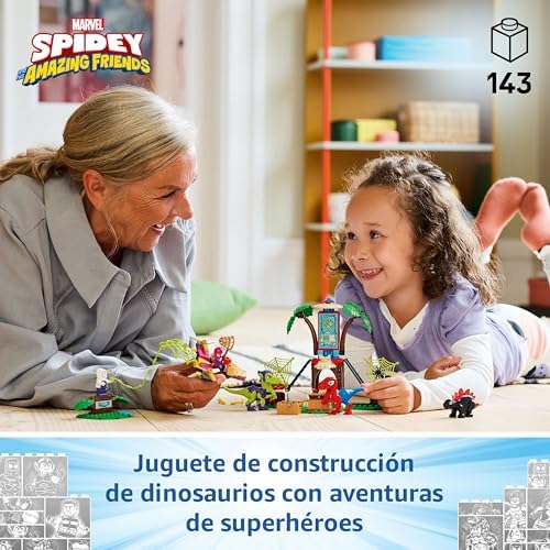 Marvel Spidey y Gobby: Batalla de Raptores en la Base de la Casa del Árbol, Dinosaurios de Juguete, Minifigura Spider Fantasma, Regalo para Niños y Niñas de 4 + Años Spidey y su Superequipo 11200