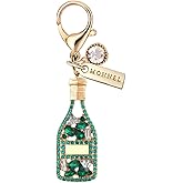 MONNEL MC415 Crystal Champagne Lobster Clasp Charm for Women with Velvet Bag (Green,1 Piece)