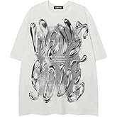 Vamtac Liquid Metal Graphic Tees Vintage Cotton T Shirts Y2k Oversized Tee Shirts Unisex Summer Tops