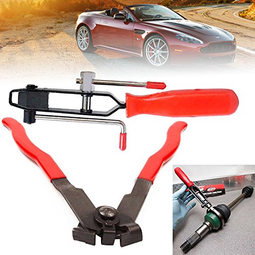 Jecr 2pcs Auto Cv Joint Boot Clamp Pliers - Car Band Tool Kit Set - Ear Type Boot Tie Pliers - Automotive Hose Axle Plier, by